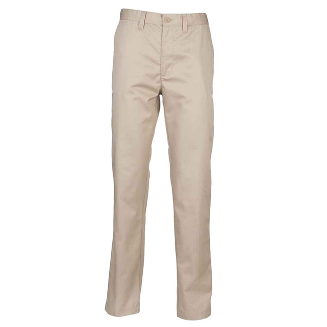 Stone - Front - Henbury Mens Flat Fronted Trousers