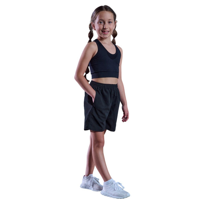 Black - Back - Tombo Childrens-Kids Start Line Mesh Lined Shorts