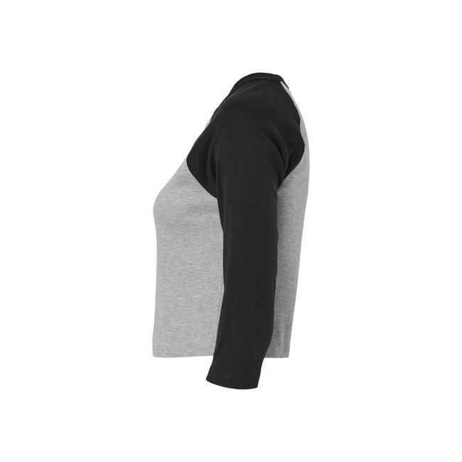 Athletic Heather Grey-Black - Side - Bella + Canvas Womens-Ladies Heather Raglan T-Shirt