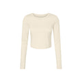 Solid Natural - Front - Bella + Canvas Womens-Ladies Long-Sleeved Crop T-Shirt