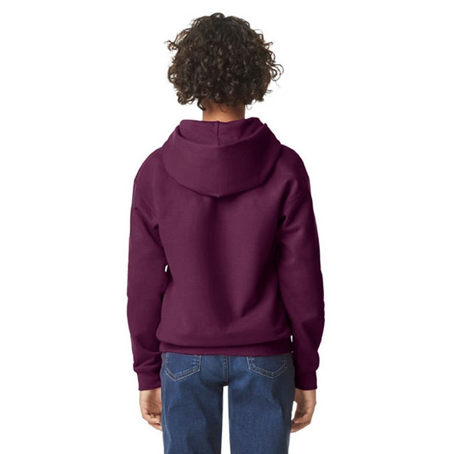 Maroon - Back - Gildan Childrens-Kids Softstyle Plain Midweight Hoodie