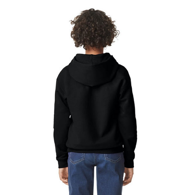 Black - Back - Gildan Childrens-Kids Softstyle Plain Midweight Hoodie