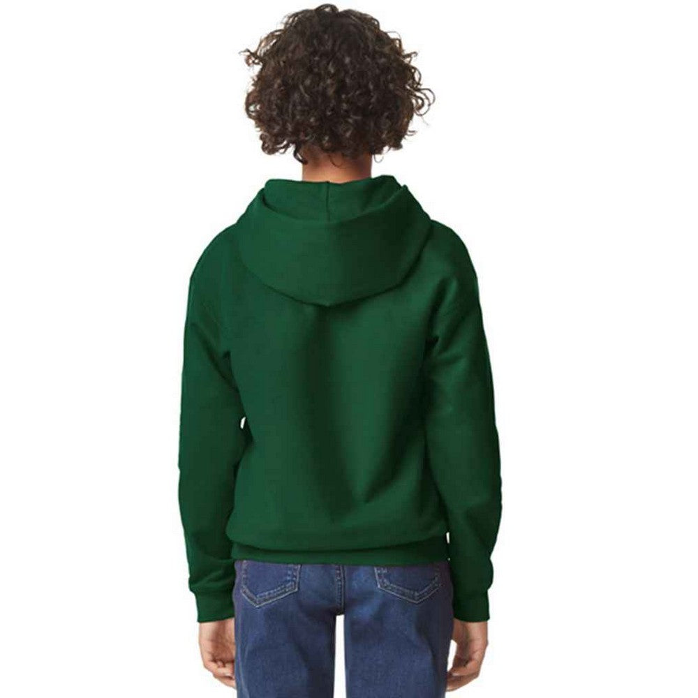 Forest Green - Back - Gildan Childrens-Kids Softstyle Plain Midweight Hoodie
