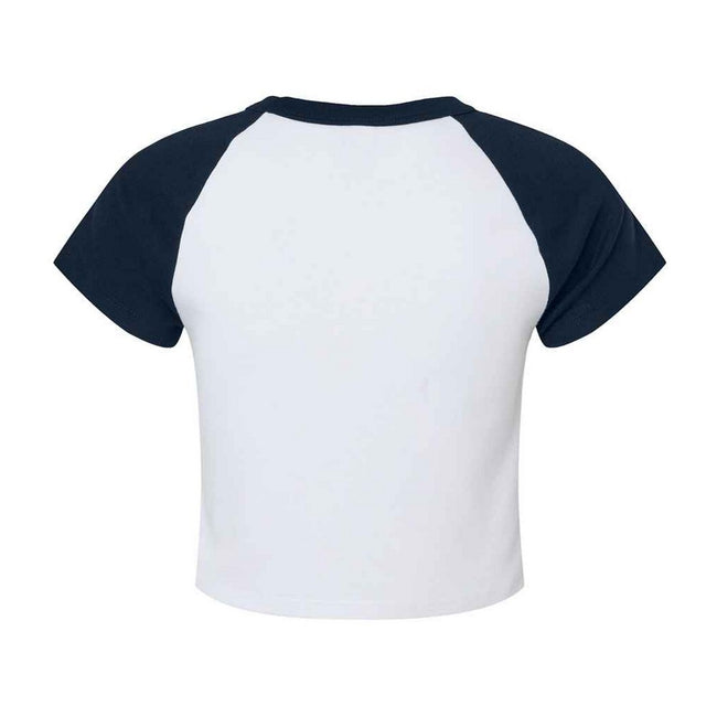 White-Navy - Back - Bella + Canvas Womens-Ladies Raglan Crop T-Shirt