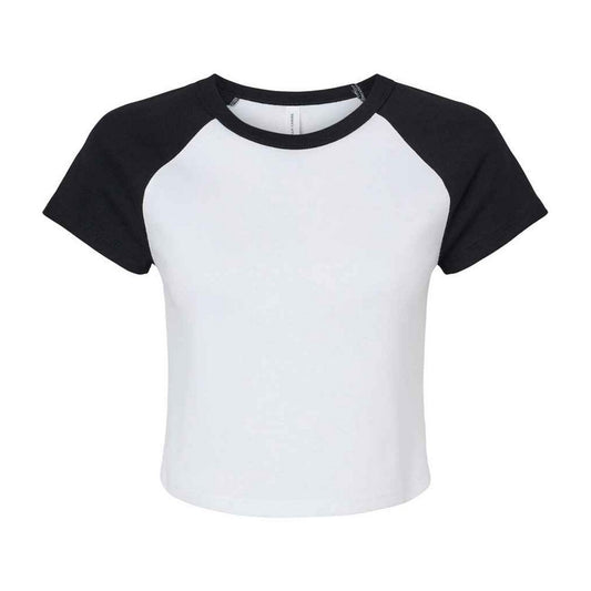 White-Black - Front - Bella + Canvas Womens-Ladies Raglan Crop T-Shirt