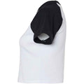 White-Black - Side - Bella + Canvas Womens-Ladies Raglan Crop T-Shirt