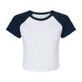 White-Navy - Front - Bella + Canvas Womens-Ladies Raglan Crop T-Shirt