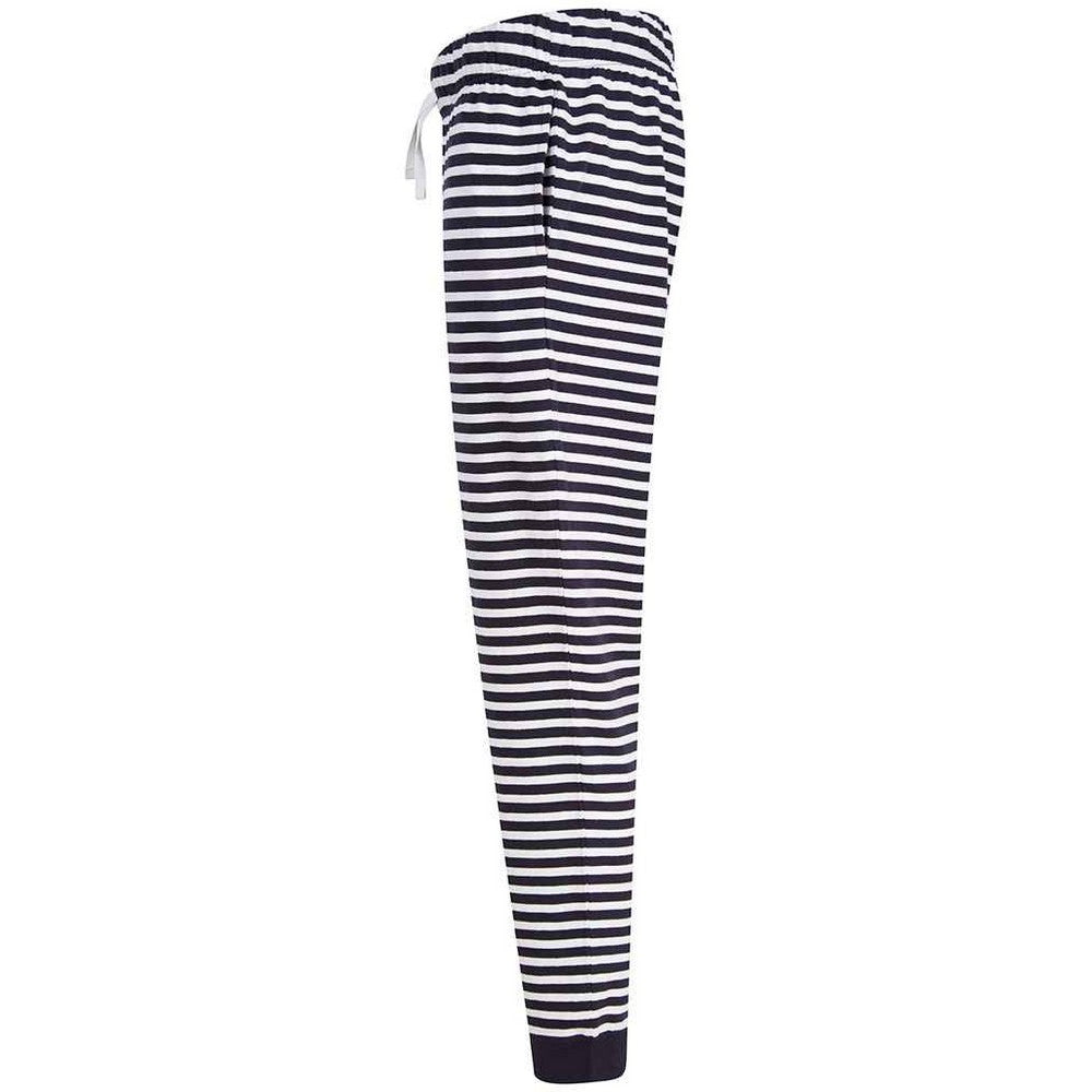 Navy-White - Side - SF Womens-Ladies Stripe Lounge Pants