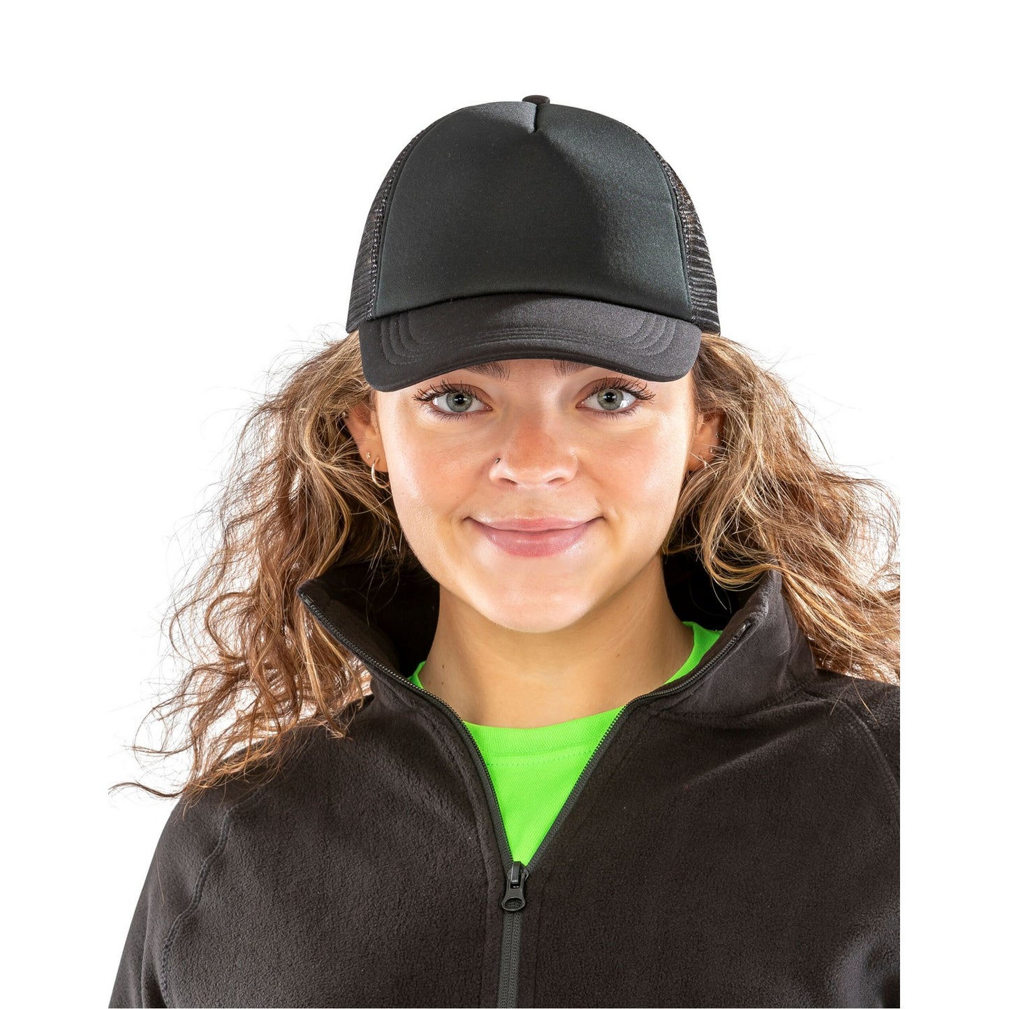 Black - Front - Result Core Unisex Adult 1-2 Mesh Trucker Cap