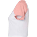White-Pink - Side - Bella + Canvas Womens-Ladies Micro-Rib Raglan Crop Top