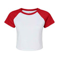 White-Red - Front - Bella + Canvas Womens-Ladies Micro-Rib Raglan Crop Top