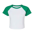 White-Kelly Green - Front - Bella + Canvas Womens-Ladies Micro-Rib Raglan Crop Top