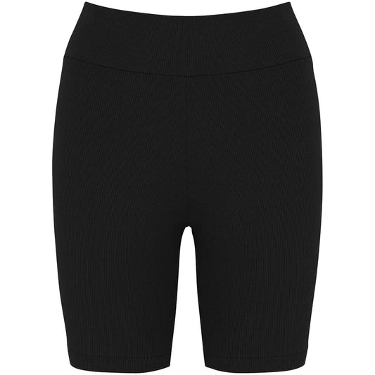 Black - Front - Native Spirit Womens-Ladies Ribbed Cycling Shorts