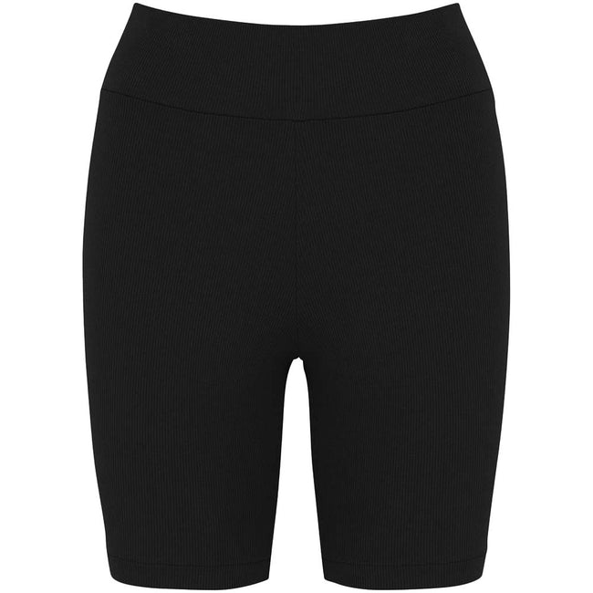 Black - Front - Native Spirit Womens-Ladies Ribbed Cycling Shorts