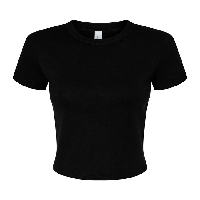 Solid Black Blend - Front - Bella + Canvas Womens-Ladies Micro-Rib Crop Top
