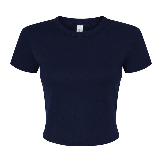 Solid Navy Blend - Front - Bella + Canvas Womens-Ladies Micro-Rib Crop Top