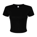 Solid Black - Front - Bella + Canvas Womens-Ladies Micro-Rib Crop Top