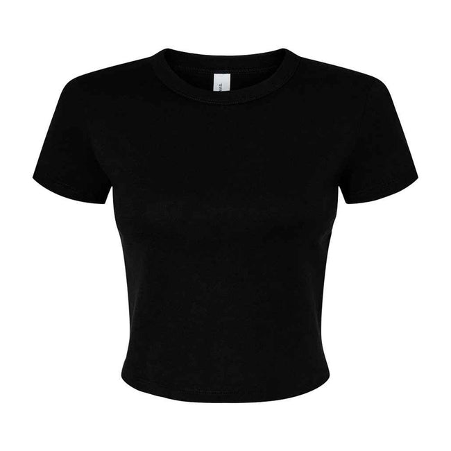 Solid Black - Front - Bella + Canvas Womens-Ladies Micro-Rib Crop Top