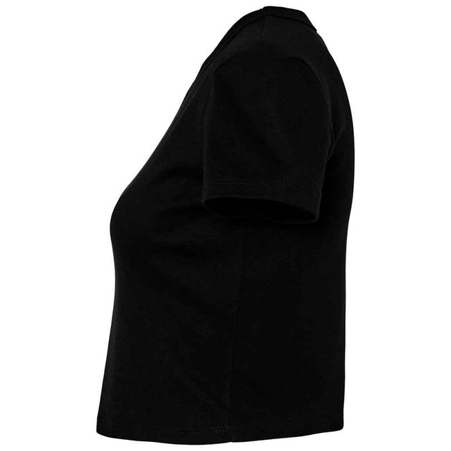 Solid Black - Side - Bella + Canvas Womens-Ladies Micro-Rib Crop Top