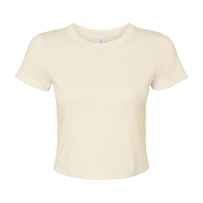 Solid Natural - Front - Bella + Canvas Womens-Ladies Micro-Rib Crop Top