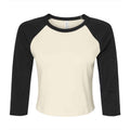 Natural-Black - Front - Bella + Canvas Womens-Ladies Micro-Rib Raglan 3-4 Sleeve T-Shirt
