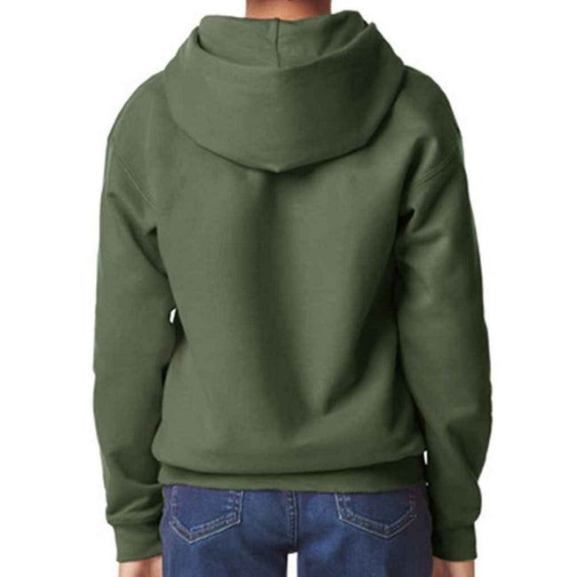 Military Green - Back - Gildan Childrens-Kids Soft Touch Midweight Hoodie