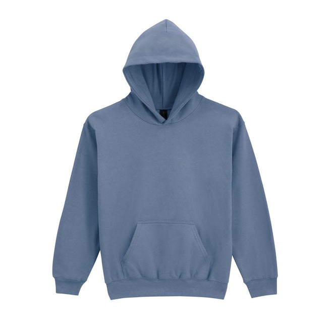 Stone Blue - Back - Gildan Childrens-Kids Soft Touch Midweight Hoodie