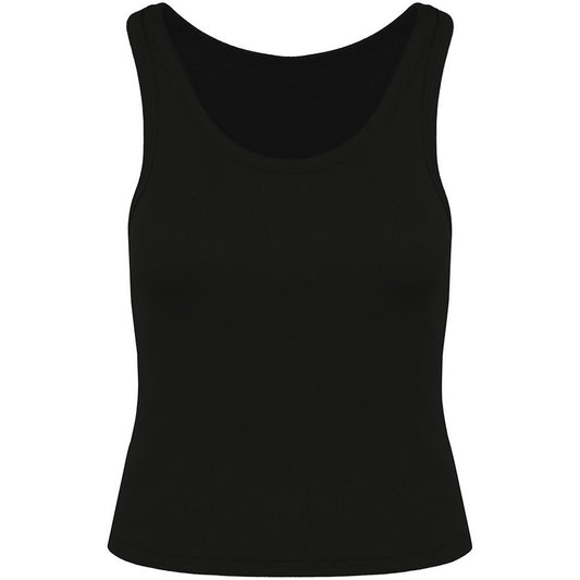 Black - Front - Native Spirit Womens-Ladies Ribbed Tank Top