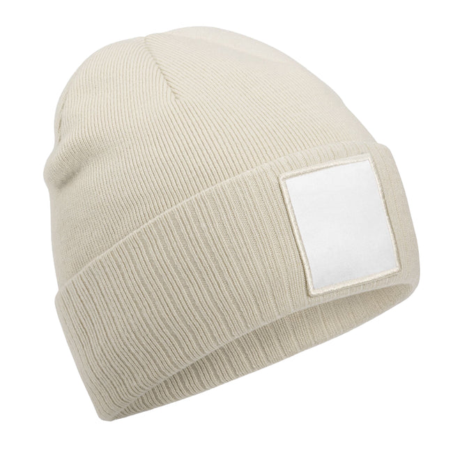 Oatmeal-White - Front - Beechfield Patch Appliqué Beanie