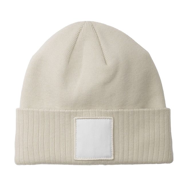 Oatmeal-White - Back - Beechfield Patch Appliqué Beanie