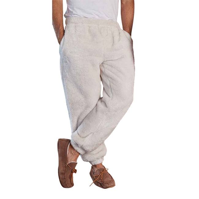 Natural - Back - Brand Lab Unisex Adult Fluffy Fleece Jogging Bottoms