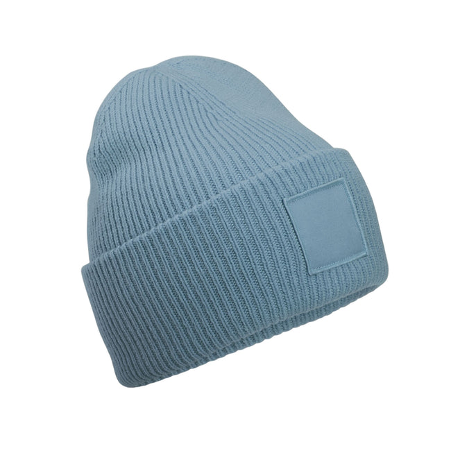 Dusty Blue - Back - Beechfield Unisex Adult Tonal Patch Deep Cuffed Beanie