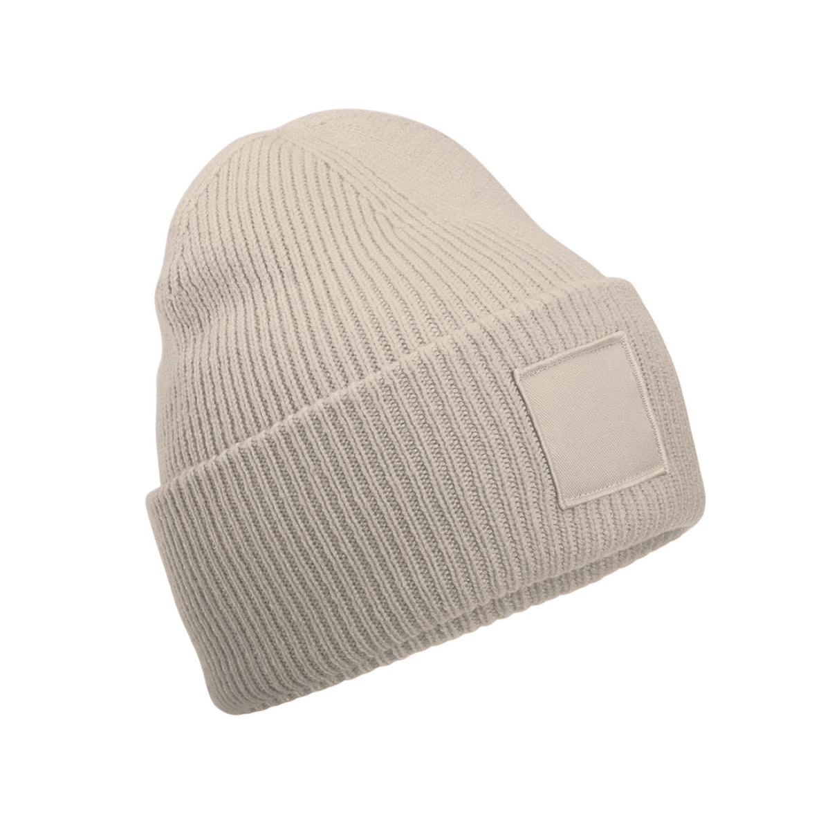 Natural Stone - Back - Beechfield Unisex Adult Tonal Patch Deep Cuffed Beanie