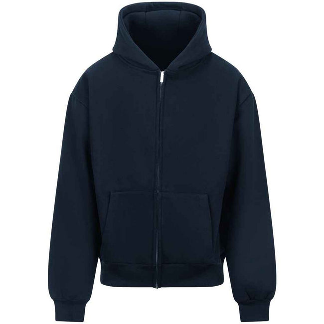 New French Navy - Front - Awdis Unisex Adult Signature Heavyweight Full Zip Hoodie