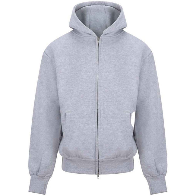 Heather Grey - Front - Awdis Unisex Adult Signature Heavyweight Full Zip Hoodie
