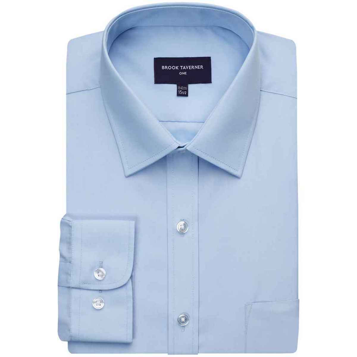 Sky Blue - Back - Brook Taverner Mens Juno Poplin Shirt