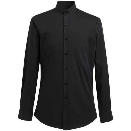 Black - Front - Brook Taverner Mens Volterra Grandad Collar Formal Shirt
