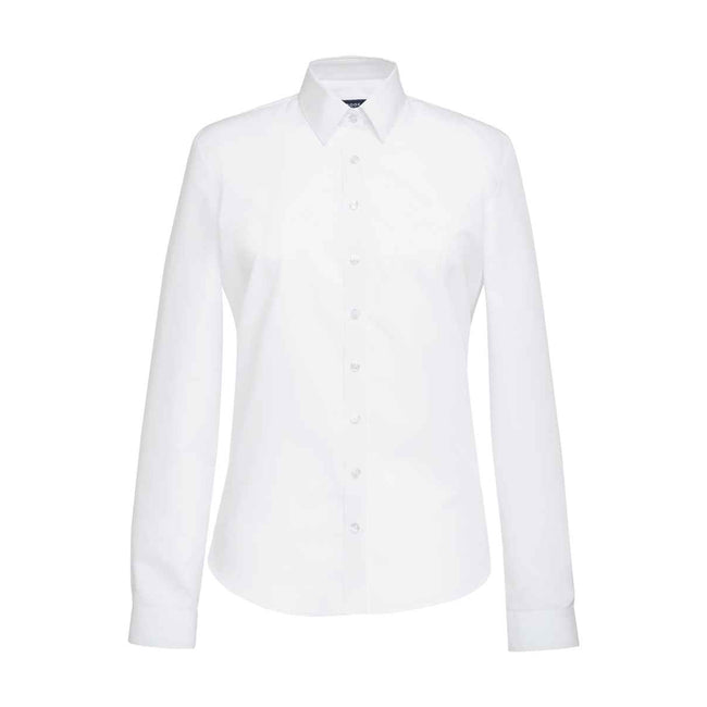 White - Front - Brook Taverner Womens-Ladies Selene Poplin Long-Sleeved Formal Shirt