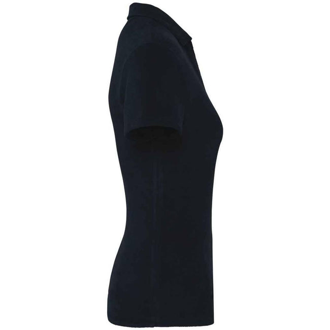 Navy - Side - Native Spirit Womens-Ladies Terry Towel Polo Shirt
