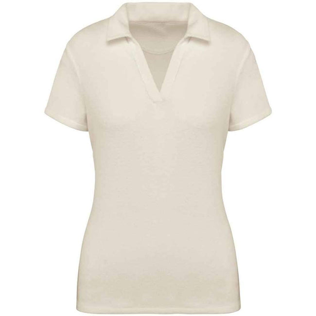 Ivory - Front - Native Spirit Womens-Ladies Terry Towel Polo Shirt