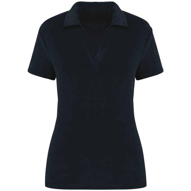 Navy - Front - Native Spirit Womens-Ladies Terry Towel Polo Shirt