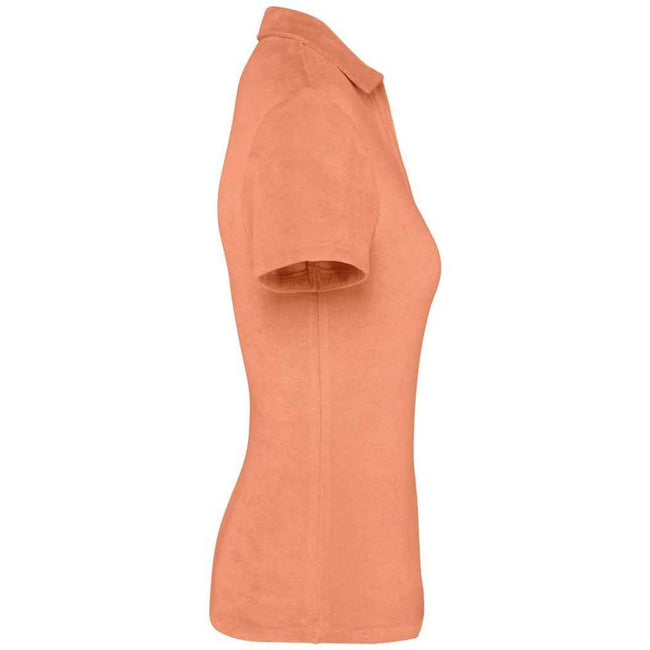Apricot - Side - Native Spirit Womens-Ladies Terry Towel Polo Shirt