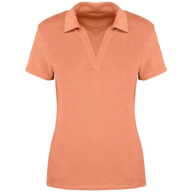 Apricot - Front - Native Spirit Womens-Ladies Terry Towel Polo Shirt