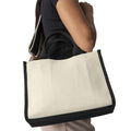 Natural-Black - Back - Quadra Puerto Contrast Detail Tote Bag