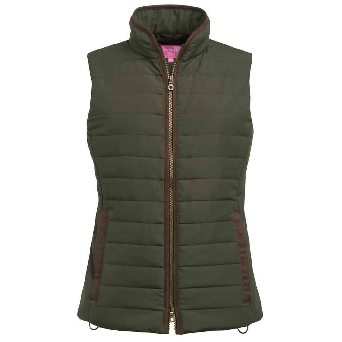 Olive Green - Front - Brook Taverner Womens-Ladies Madison Quilted Gilet