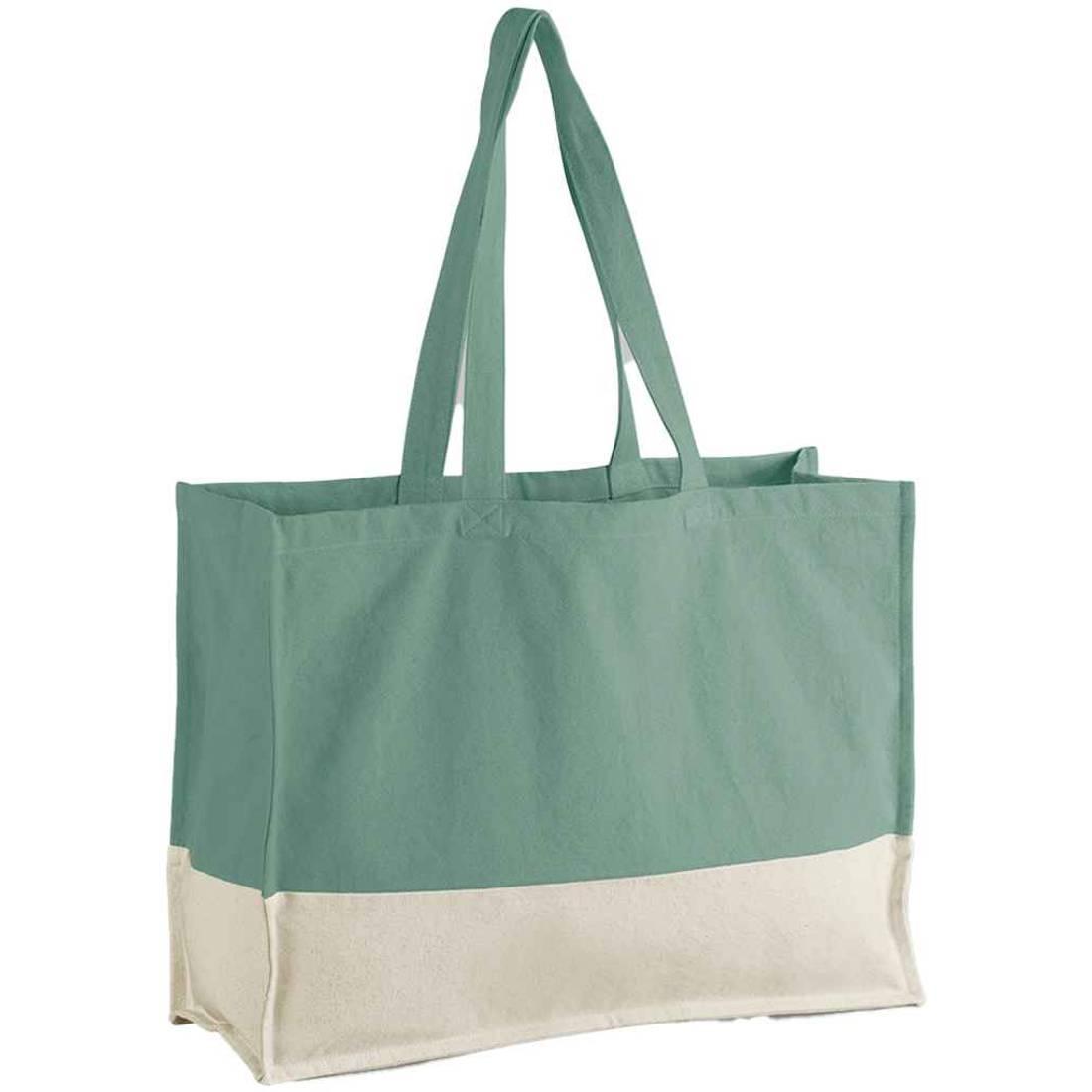 Sage Green-Natural - Front - Westford Mill EarthAware Contrast Tote Bag