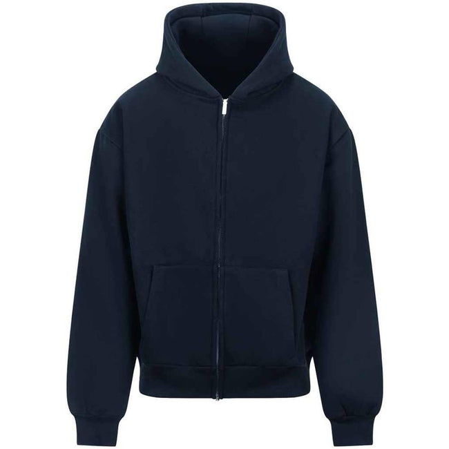 New French Navy - Front - Awdis Unisex Adult Signature Heavyweight Oversized Full Zip Hoodie