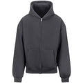 Solid Charcoal - Front - Awdis Unisex Adult Signature Heavyweight Oversized Full Zip Hoodie