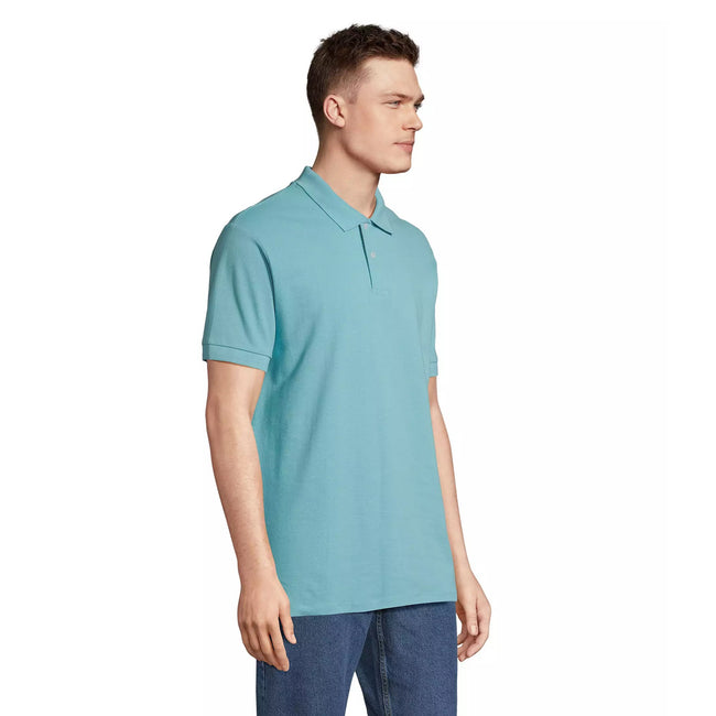 Pool Blue - Side - SOLS Unisex Adult Pacific Pique Twin Needle Stitch Polo Shirt