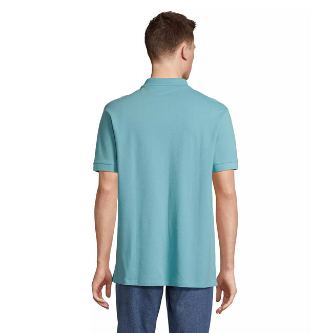 Pool Blue - Back - SOLS Unisex Adult Pacific Pique Twin Needle Stitch Polo Shirt
